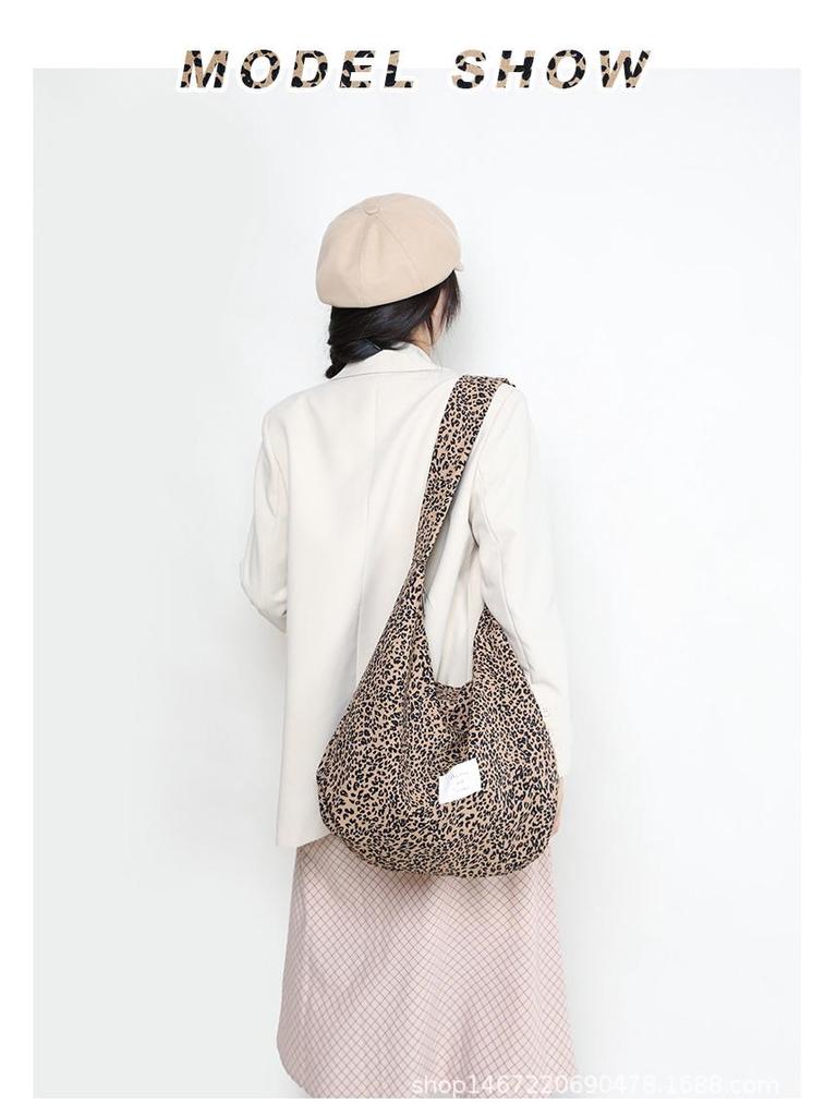 2025 Leopard Print Canvas Tote Bag: Large Capacity, Niche Design, Shoulder Bag for Women