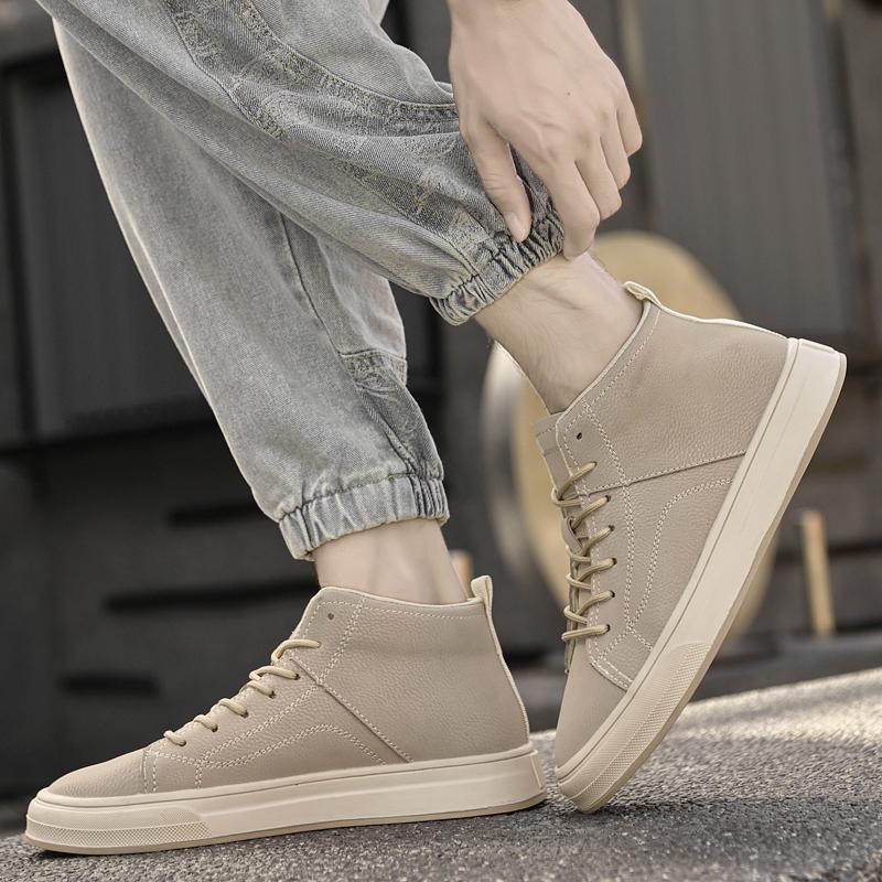 Fashion Men's Fashion Lace-Up Boots Soft Comfortable Walking Shoes Anti-Slip Sole Streetwear Sneakers Outdoor Travel Hiking Ankle Boots