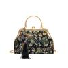 Elegant Embroidered Handbags for Women Fashion Metal Handle Shoulder Bag with Chain Strap Ladies Evening Party Purse Gift wallet