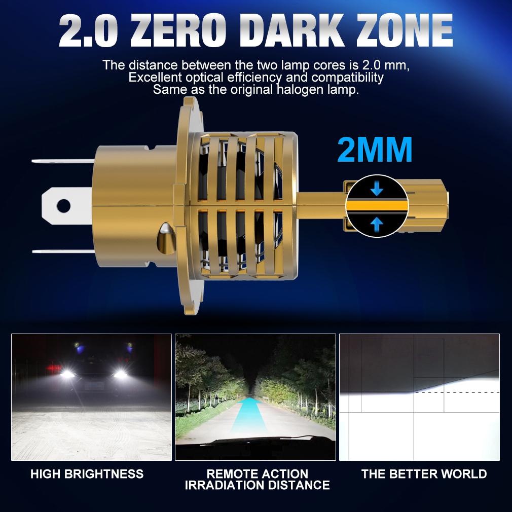 2Pcs 30000LM H4 LED Headlight Bulbs 9003 HB2 Led High Low Beam Motorcycle Headlamp Car Light 24pcs 3570 CSP Turbo Auto Moto Lamp 6500K 12V