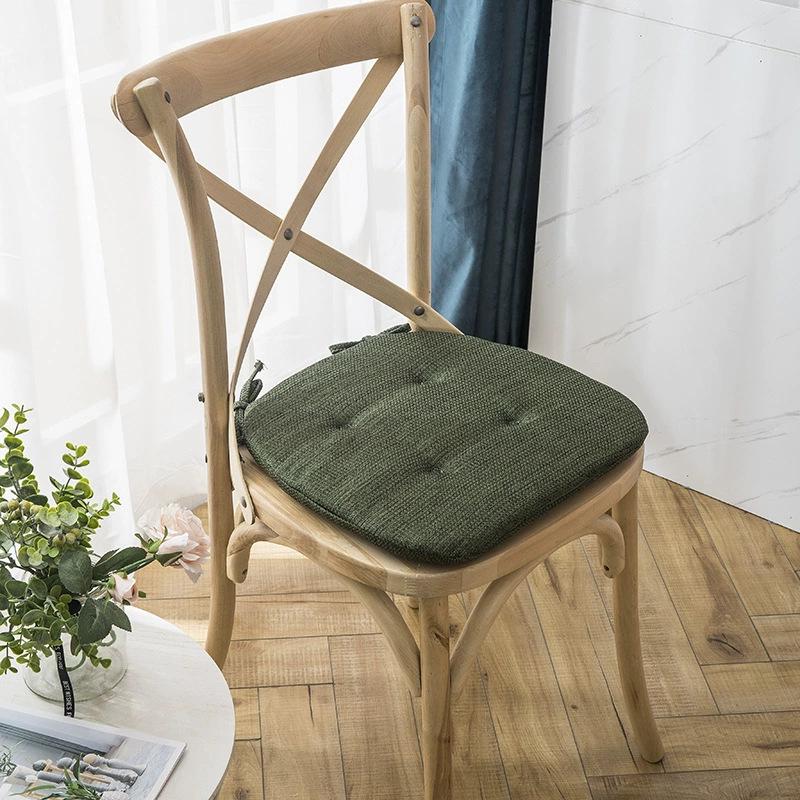 Jednokolorowa lniana poduszka na krzesło | Antypoślizgowa, uniwersalna poduszka na siedzisko na wszystkie pory roku | Nordycki design do domowego biura lub stołka do mahjonga