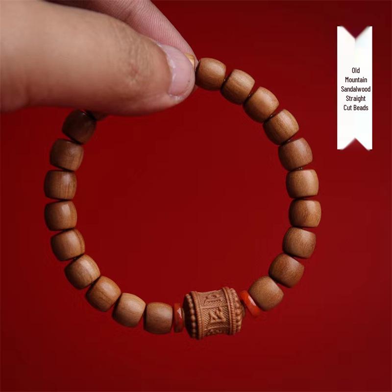 

Традиционный индийский браслет из бусин из сандалового дерева и южного красного агата для молитв Natural