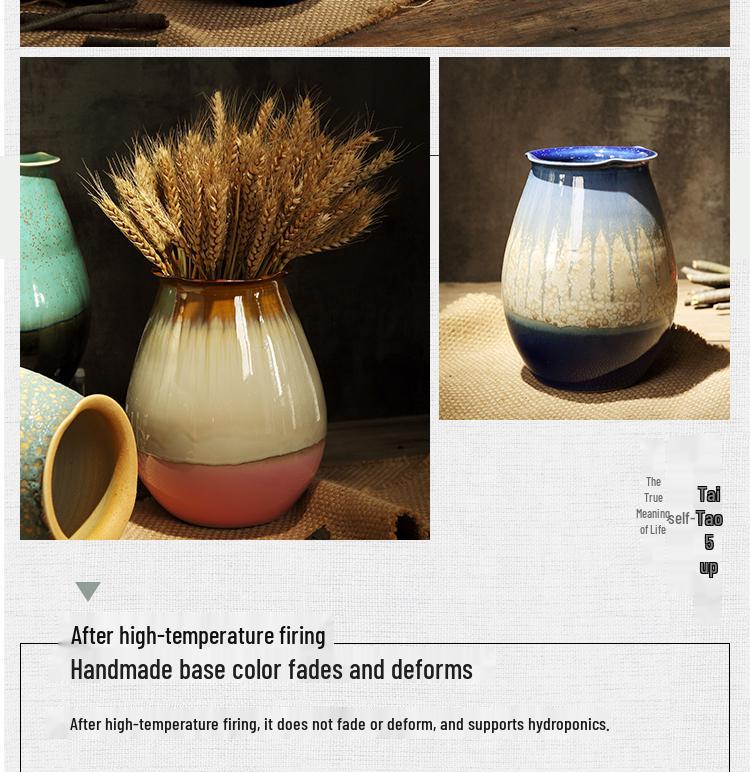 Coarse Pottery Ceramic Vase for Dried Flowers - Small Fresh Home Decor for Living Room, Dining Table, or Hydroponic Use
