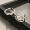 Heart Open Rings For Women Korea Geometric Crystal Moonstone Gothic Finger Ring Y2K Accessories Trendy Aesthetic Jewelry Gift