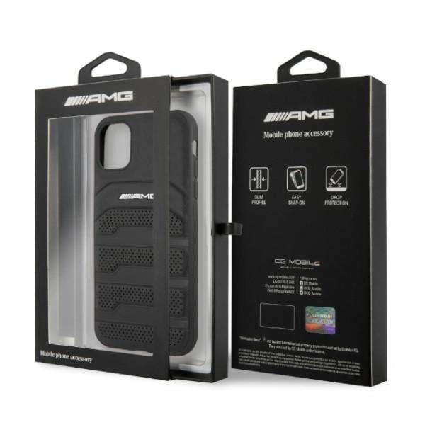 Amg Amhcn61Gsebk Iphone 11 6.1 Black/Black Hardcase Leather Debossed Lines