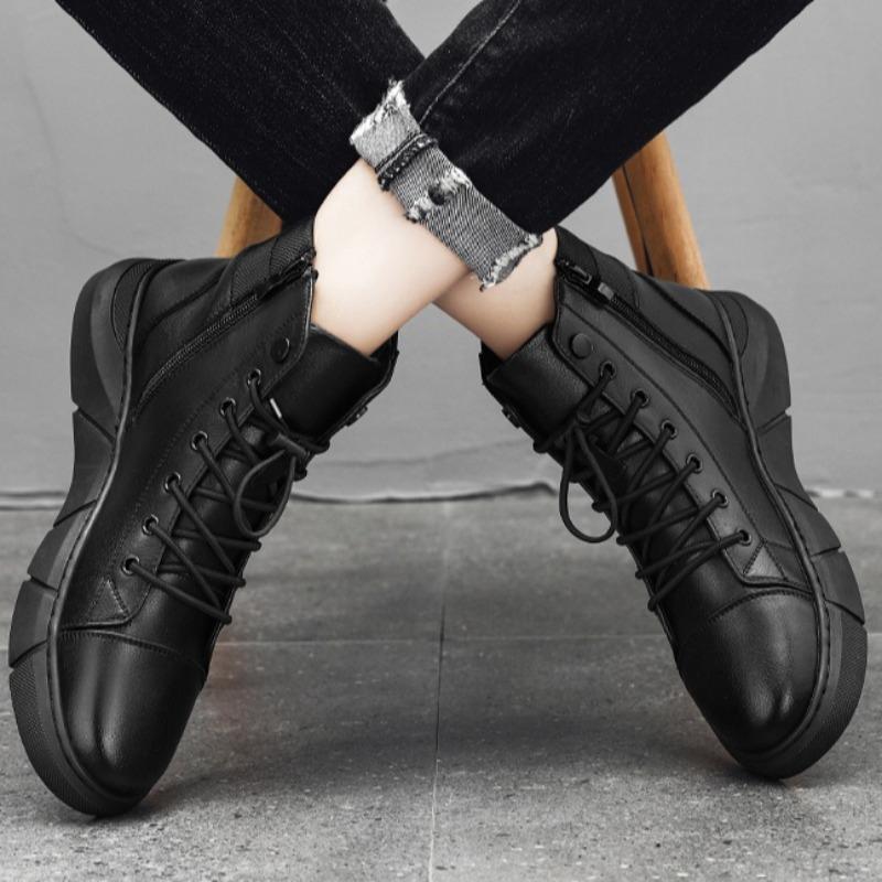 Men's Boots Quality Selection High-top Boots Men Solid Color Chelsea Short Boot Retro British Tooling Boots Leather Boots Hombre