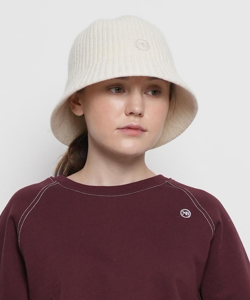 THE-ABON Women'S Day Classic Wool Ribbed Knit Bucket Hat Beige