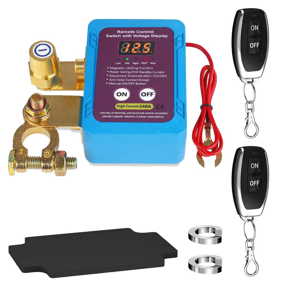 240A Kill Switch 12V Remote Battery Disconnect Switch with Led Voltage Display Automatic Power Shut Off Switch For Auto Battery