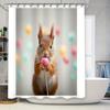 Cute Squirrel Shower Curtain Forest Animals Woodland Decor Bathroom Set Nature Wildlife Prints Waterproof Home Decor