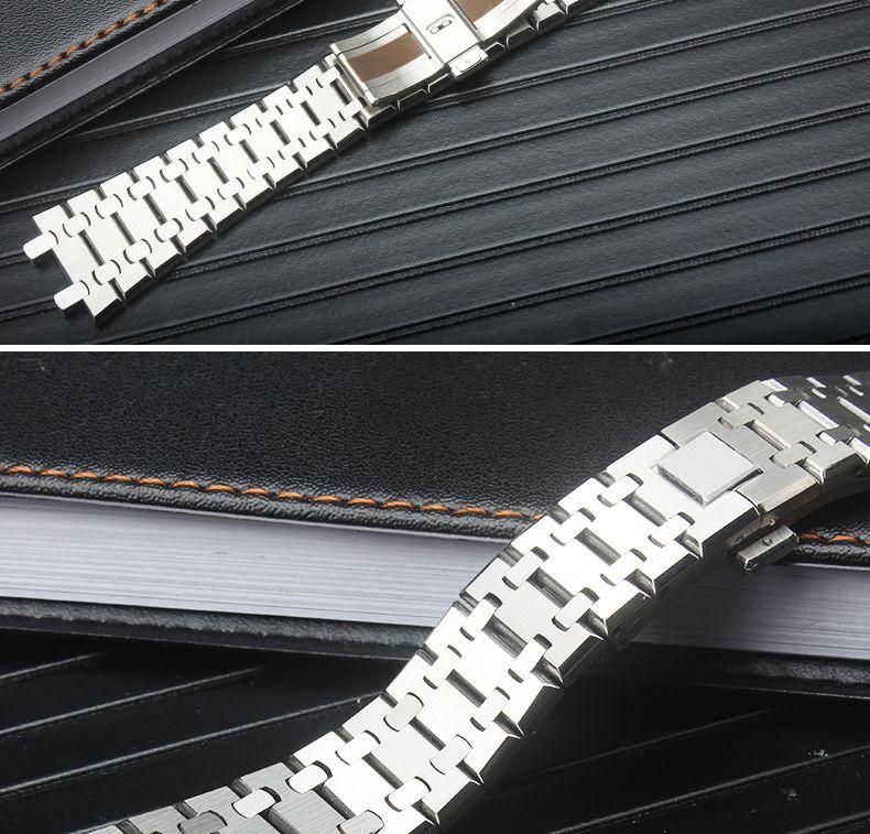 904L Solid Stainless Steel Watchband For AP 15400 15703 AP ROYAL OAK Audemars Piguet Royal Oak Watch Strap 26mm Men Bracelet