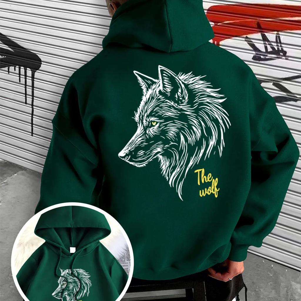 Men's Winter Wolf Printed Hoodie - Autumn/Winter Casual Outdoor Gift