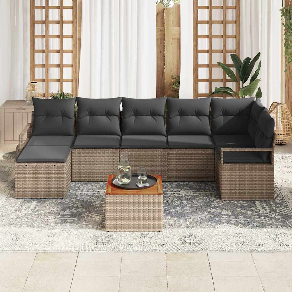 Garden Sofa Set with Cushions 8 Pcs Grey Poly Rattan