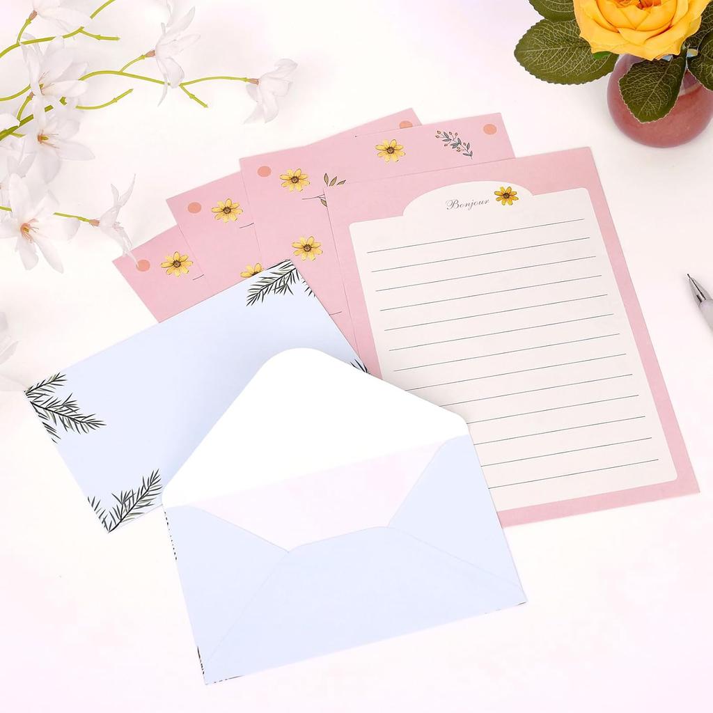 36 PCS Stationary Set with Envelopes,6 Different Style Cute Letter Writing Kit,24 Stationery Paper + 12 Envelopes