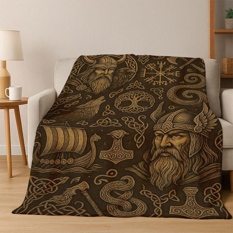 Viking WarriorSymbol Valknut Nordic Valhalla Flannel Blanket Soft Warm Throw Blanket for Bedroom Living Room Bed Travel Camping