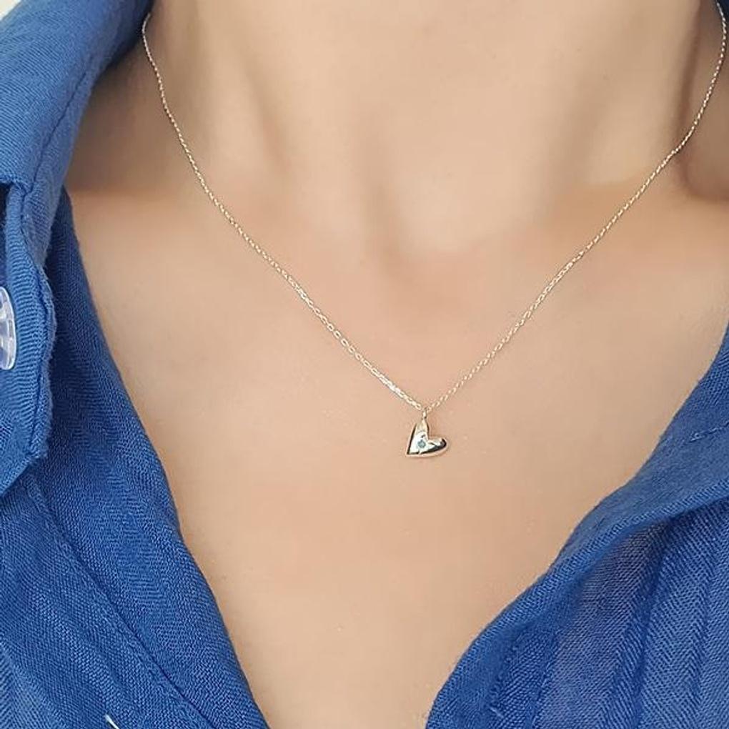 Mini Plump Heart Necklace (Choose Turquoise Cubic)