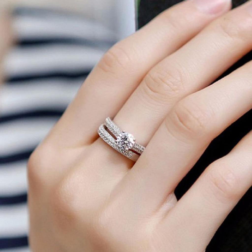 1 pair Vintage Halo   Copper Wedding Ring Set For Women Lady Anniversary Gift Jewelry Bulk Sell