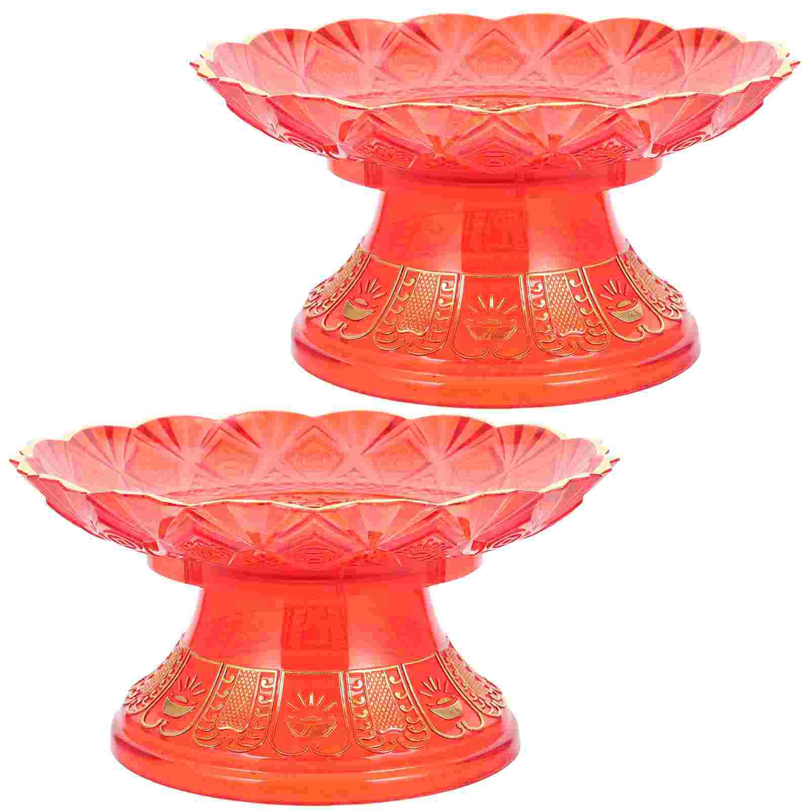 2 Pcs Fruit Plate Offering Plates for Church Dish Basket Tray Temple Container Rituals