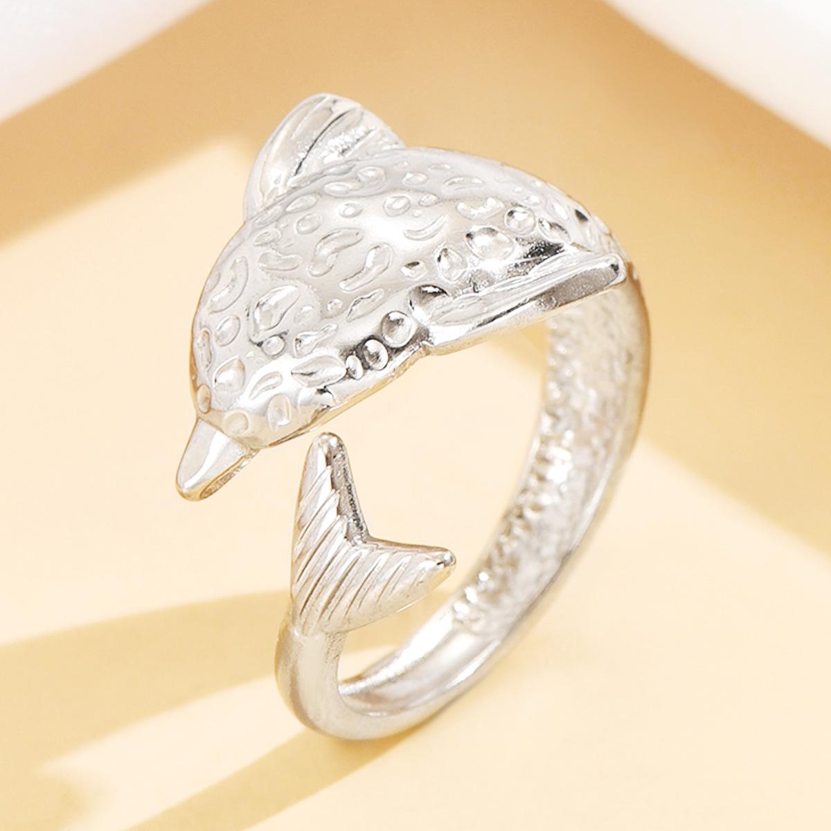Yearly Abundance Stainless Steel Fish Ring: Women s Ocean Series Vacation Jewelry