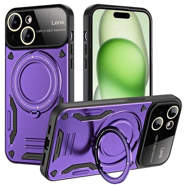 Magnetický 360° otočný držák na telefon Pouzdro na telefon pro POCO X6 Pro POCO M6 Pro 4G M5S C65 X5 Pro X4 X3 Kovové brnění odolné proti nárazu bezdrátové nabíjení Černý kryt