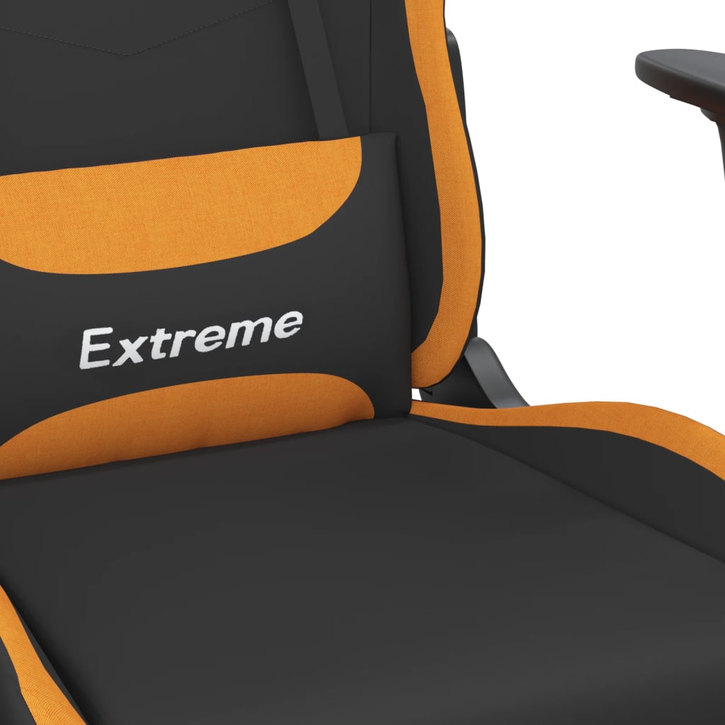 Gaming Chair with Massage Function Black and Orange Fabric