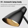 LED Desk Light Bedroom Dormitory Desktop Reading Lamps Plug-In Knob Switch Five Level Dimming Clip Type Iron Bedside Desk Lamp