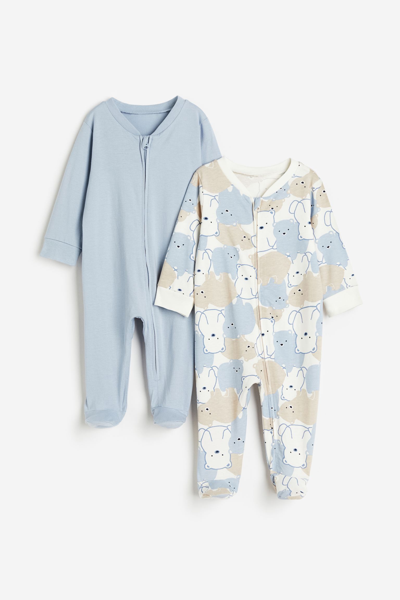 

2-pack zip-up sleepsuits