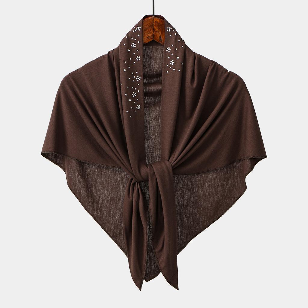 Diamond Modal Jersey Hijab Triangle Scarf Woman Muslim Hijab Shawls Ladies Soft Wraps Solid Color Islamic Headband Turban