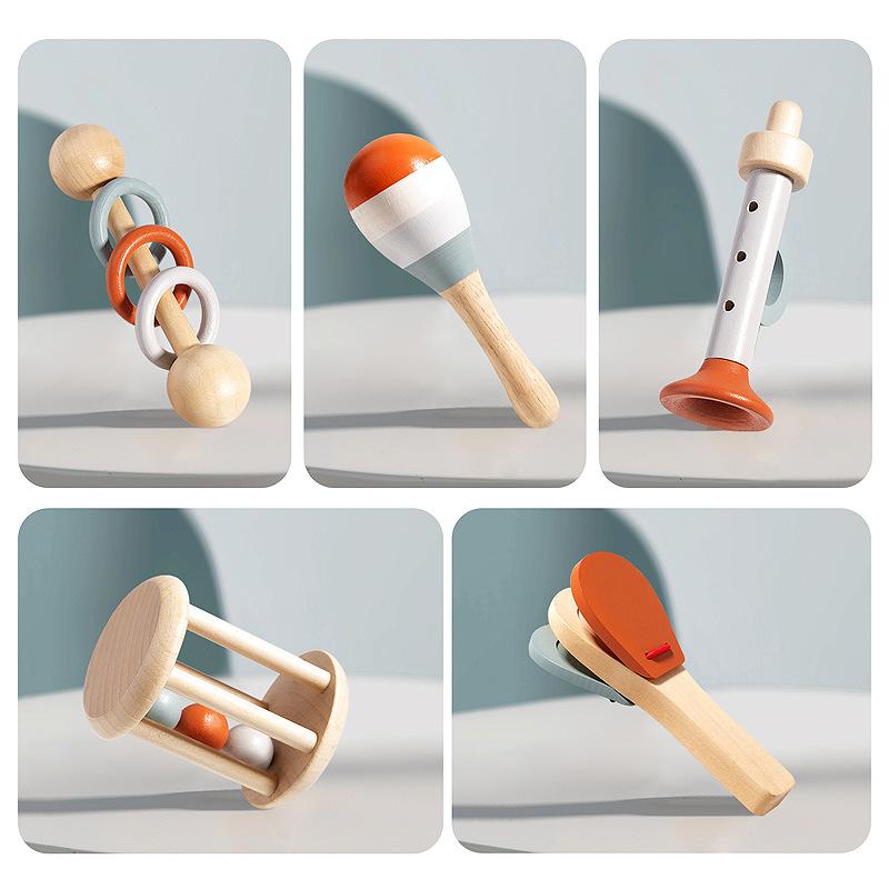5Pcs Baby Musical Instruments Sensory Rattle Toys Early Educational Baby Musical Toys Montessori Toys Birthday Gifts for Kids