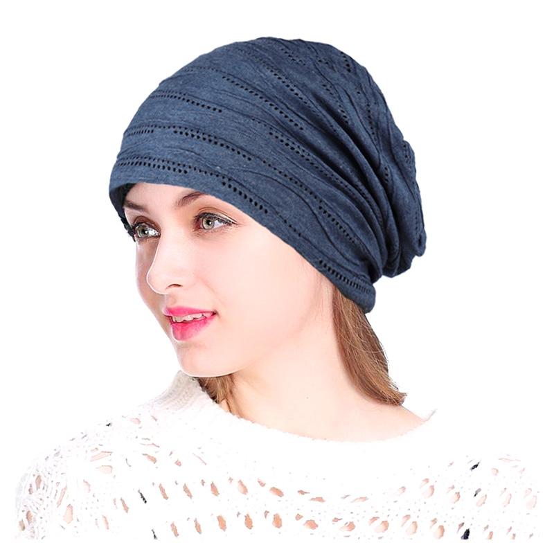 1Pc Slouchy Elastic Headscarf Cap Trendy Beanie Casual Unisex Lightweight Thin Breathable Solid Color