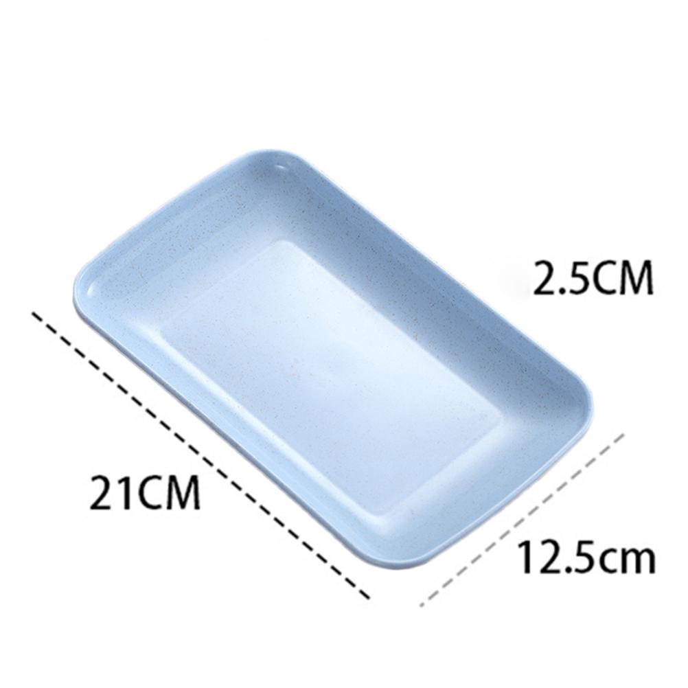 4Pcs Wheat Fiber Dinner Plate Lightweight Convenient Easy Clean Storage Vegetable Fruit Cooked Food Blue Dinner Plate