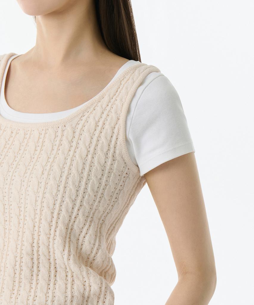 MUSINSA STANDARD WOMAN Women'S Cable Knit Sleeveless Top [Cream]