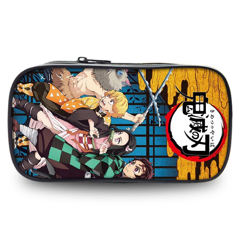 Spacious Oxford Demon Slayer Pencil Case For Students With Casual Style