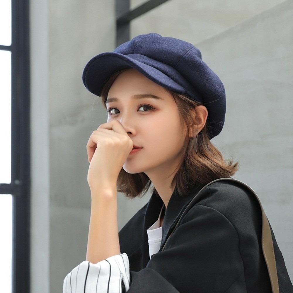 Solid Color British Berets Thick Painter Caps Elegant Artist Hat  Travel