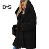 Veste d'hiver grande taille pour femme, manteau ample à capuche en fausse fourrure, manteau thermique en peluche à couches mi-longues pour le travail quotidien en extérieur