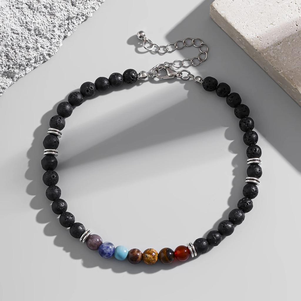 Nuova Cavigliera Elastica con Catena Nera Perline Gotica Per Uomo Donna Estate Spiaggia Vintage Piedi Nudi Link alla Caviglia Gioielli Accessori Nuovo