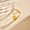 Trendy Charm Stainless Steel White Shell Heart Rings For Women,Gold Plated Wedding Personality Finger Rings,Party Jewelry Gift