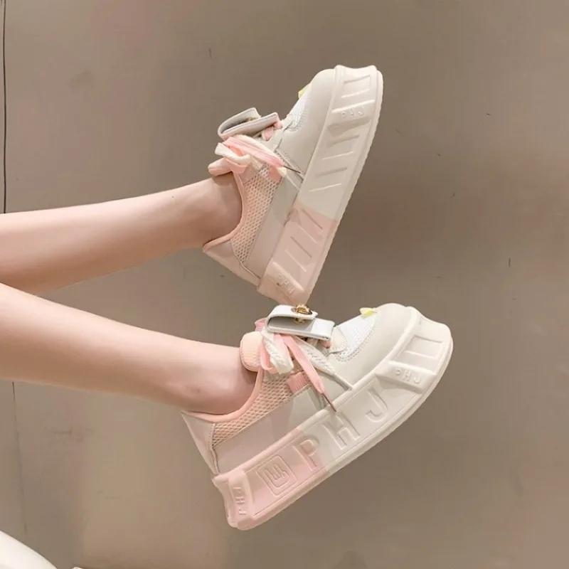 Fashion Kawaii Luxury Women's Shoes 5CM New Lightweight Fashion Versatile Casual Little Shoes Women's Matsutake Thick Sole Sports Shoes