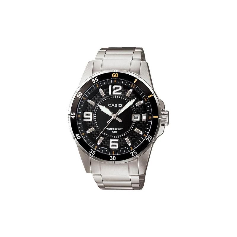

Casio STANDARD series 50 meters waterproof quartz movement stainless steel strap Japanese and Korean watch men s watch black dial MTP-1291D-1A2V чорний