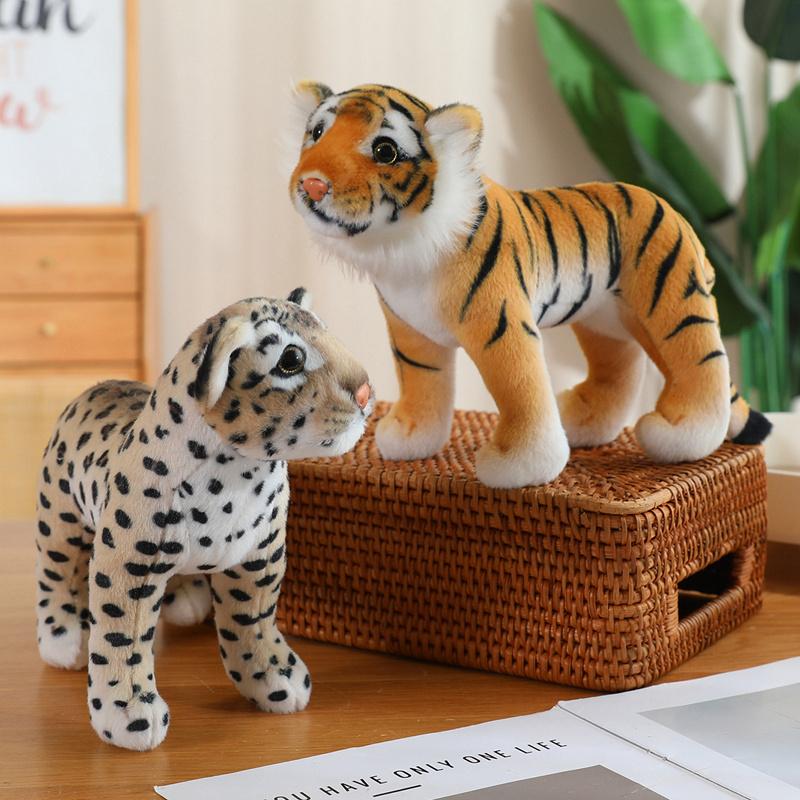 Forest Animal Series Plush Toy Simulation Lion Tiger Leopard Standing Posture Doll Classic Gift For Kids Boys