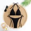 Solid color lace-up split sexy bikini women's three-point hot girl swimsuit women