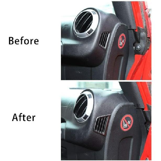 2x Carbon Fiber Side Air Condition Vent Outlet Trim for 2007-17 Jeep Wrangler JK