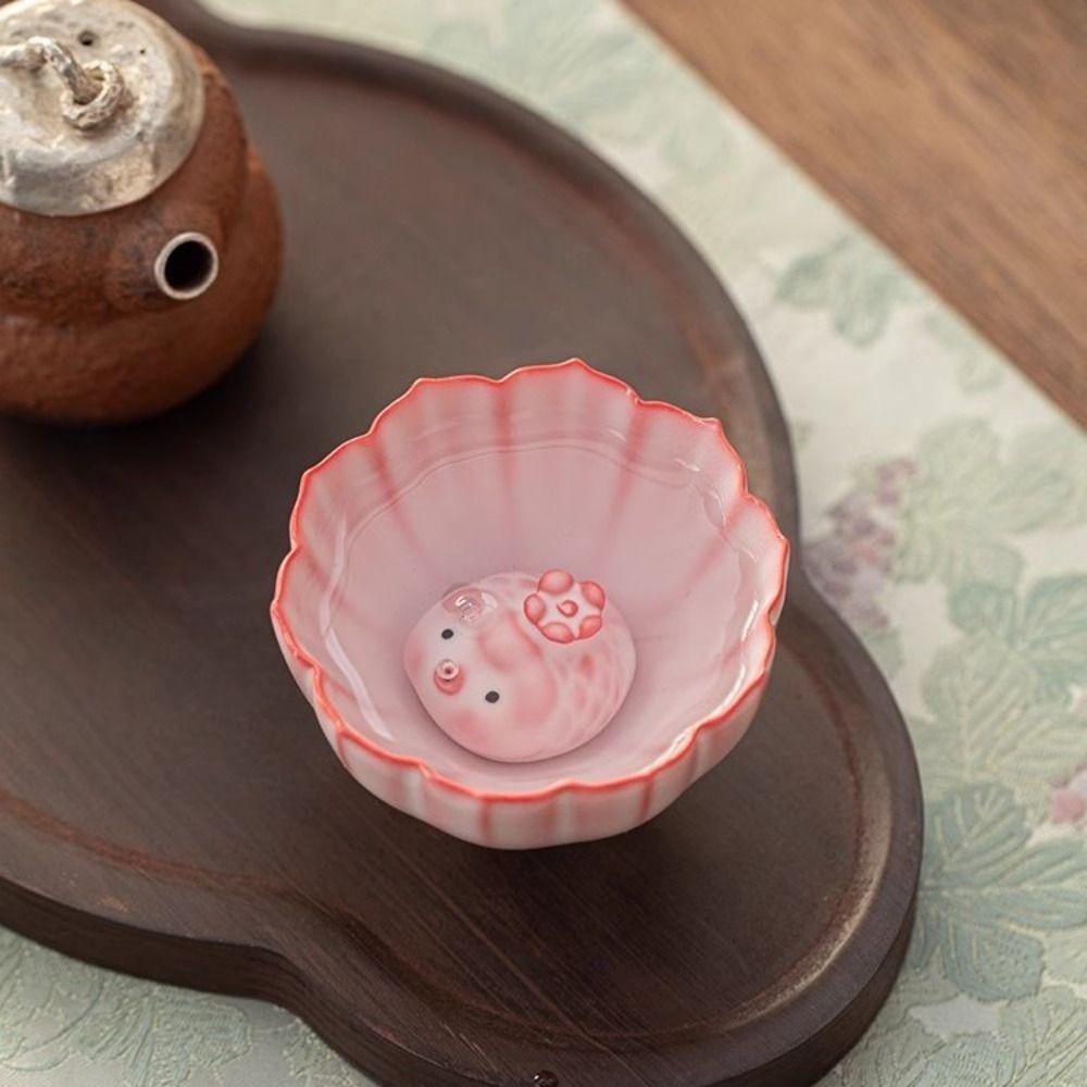 Funny Cartoon Bubble Fish Bubbling Tea Pet Spit Bubbles Reusable Ceramic Tea Cup Gift Pink Tea Figurine for Tea Lovers