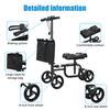 Steerable Leg Scooter Knee with Rear Wheel Brake Locking Handbrake, Crutches Alternative Adults Walker All-Terrains Canvas Bag, Adjustable for Broken
