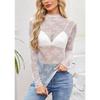 Women Sexy Slim Fit Lace Mesh Long Sleeve Pullover Bottoming Shirt