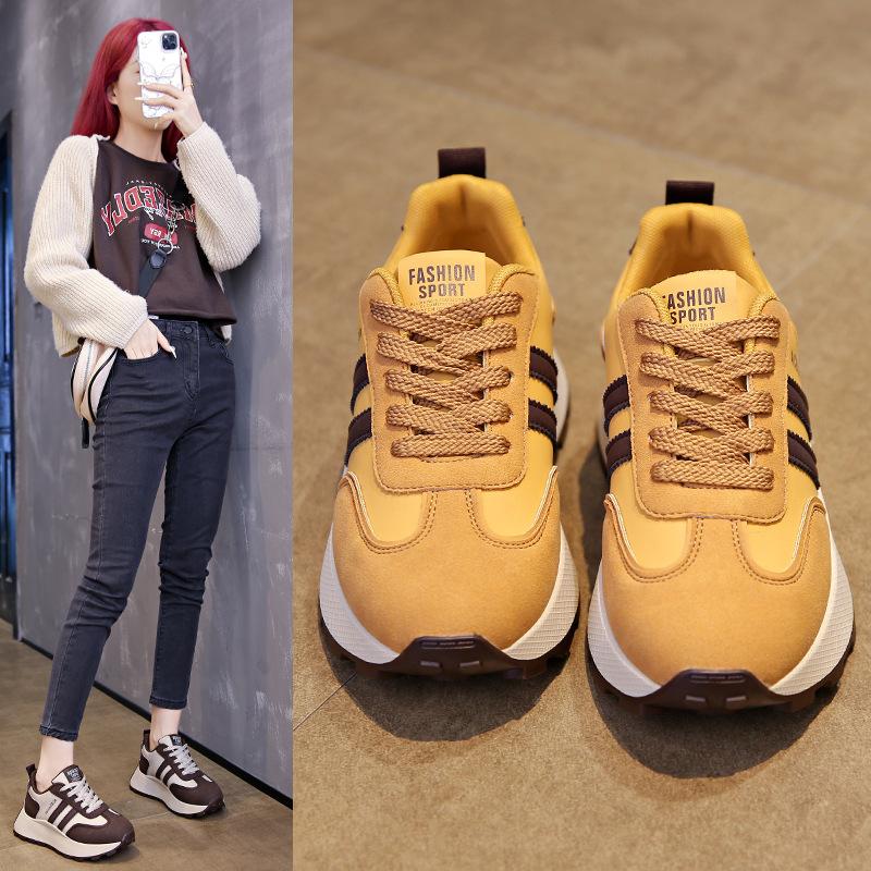 

New women s inner heightening moral training shoes 2025 sports shoes new Forrest Gump shoes sports shoes Internet celebrity dad shoes 40 жовтий