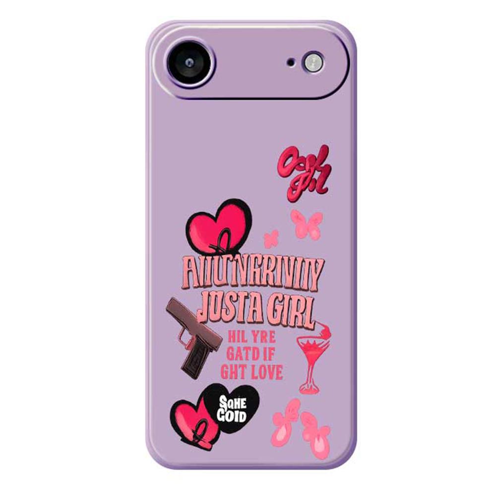 For iPhone 17 Air Case Pink Elements Pattern Printing Straight Edge TPU Phone Back Cover
