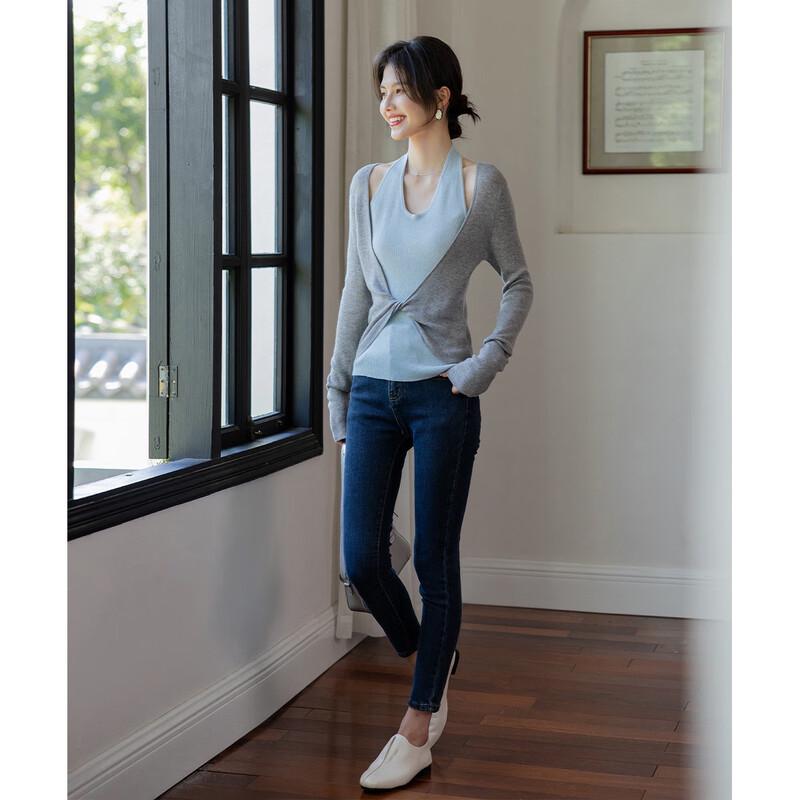 Mokana Women's Faux Two-Piece Long-Sleeve Knit Top