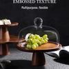 8-inch Solid Wood Cake Stand with Glass Dome