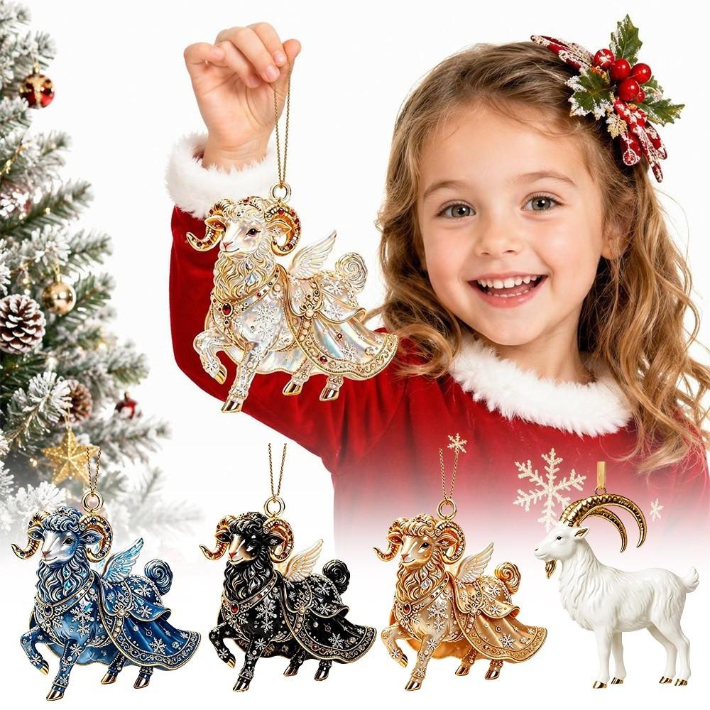 Shining Goat Hanging Ornament Acrylic Christmas Tree Ornament New Zodiac Goat Souvenir  Bag Charms