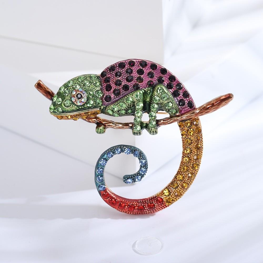 Style Animal Brooch With Colorful Water Drip Rhinestones For Women Dress Accessory